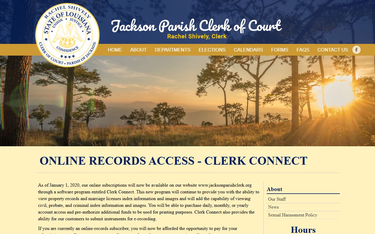 Jackson Parish Clerk Connect transition news jackson Parish divorce records