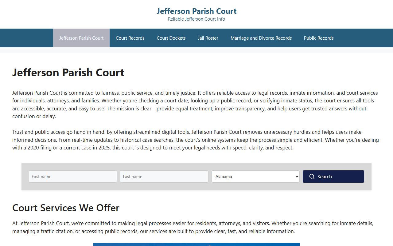 Jefferson Parish 24th Judicial District Court for divorce records