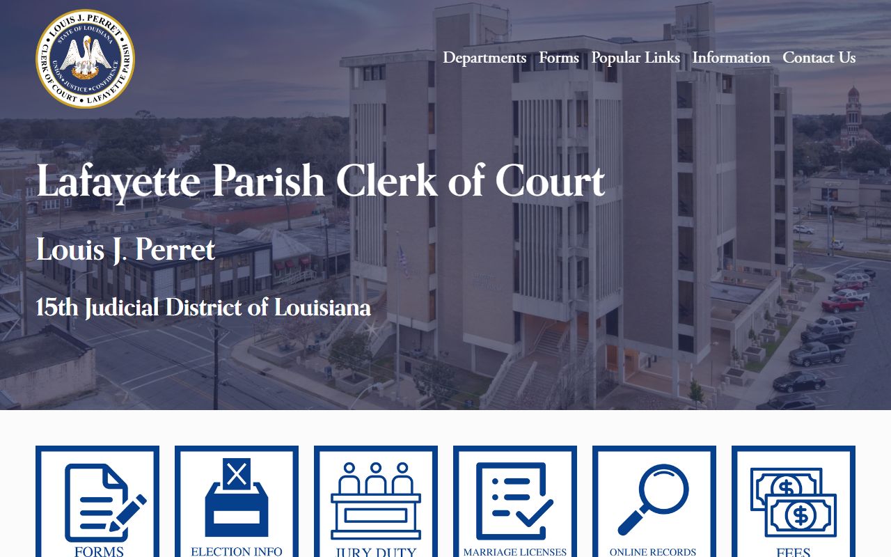 Lafayette Parish Clerk of Court main website lafayette Parish divorce records