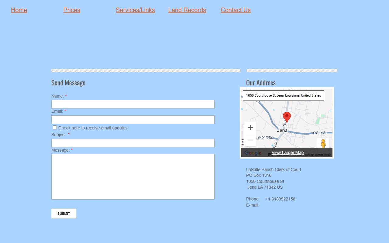 LaSalle Parish Clerk contact page lasalle Parish divorce records