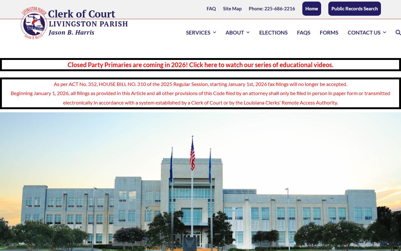 Livingston Parish Clerk of Court main website