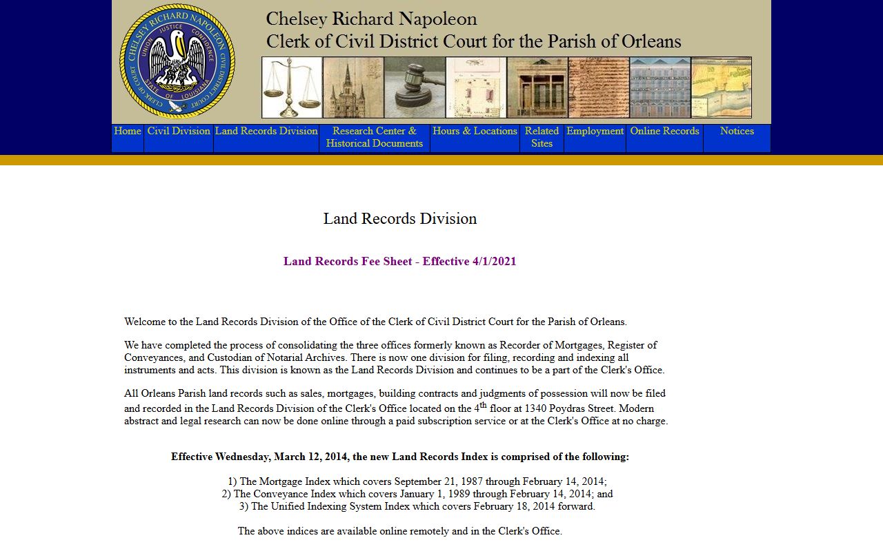 Orleans Parish Civil District Court land records division