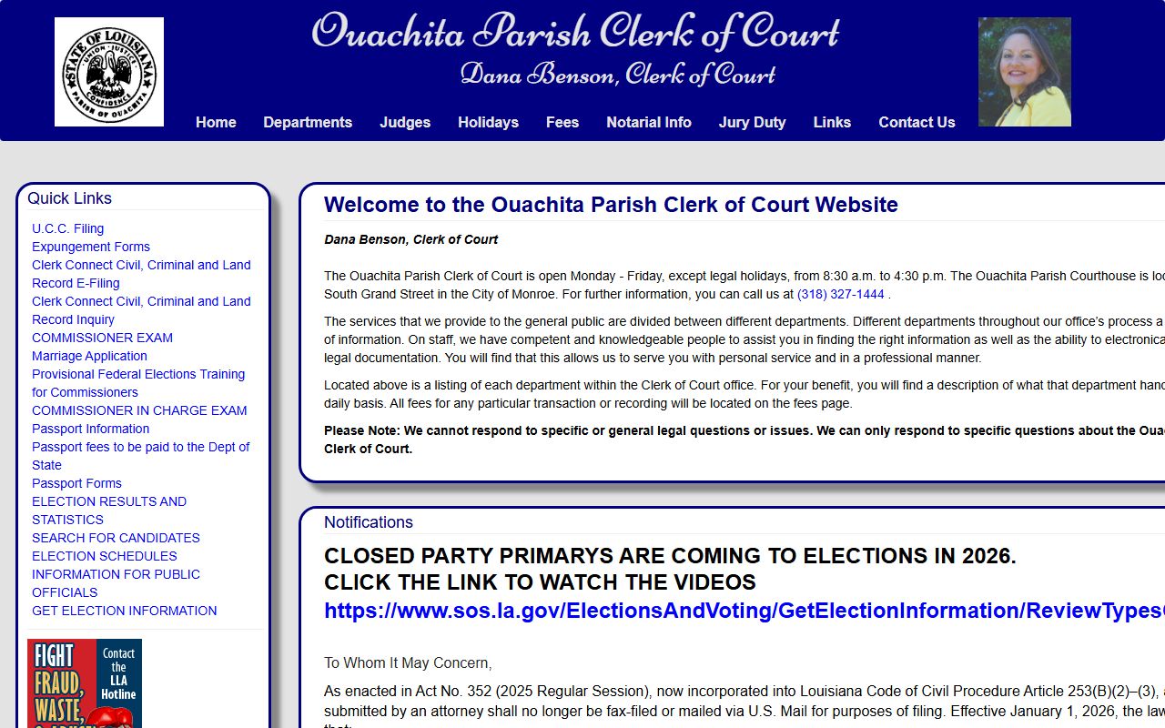 Ouachita Parish Clerk of Court main website