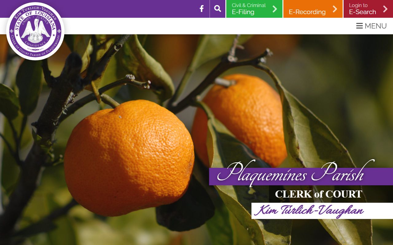 Plaquemines Parish Clerk of Court main website
