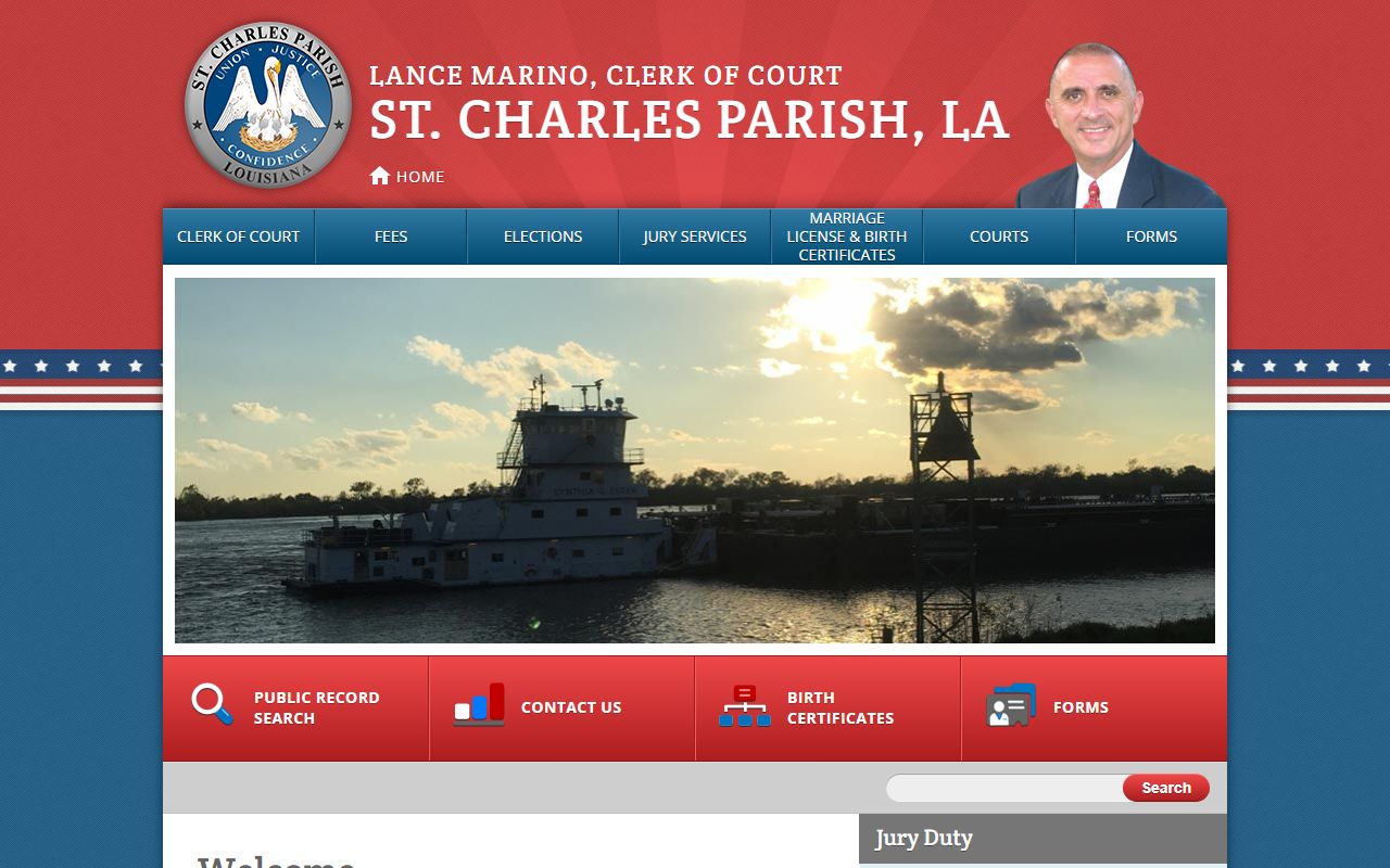 St. Charles Parish Clerk of Court website homepage