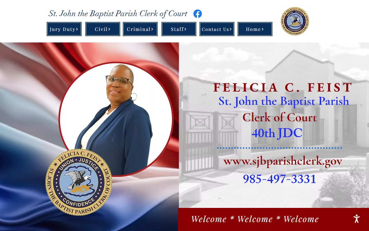St. John the Baptist Parish Clerk of Court website homepage