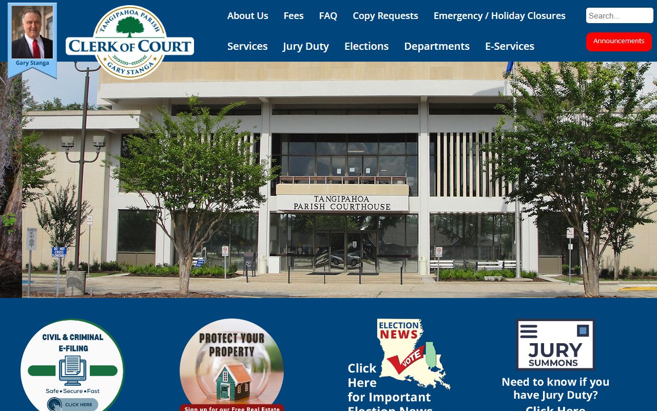 Tangipahoa Parish Clerk of Court main website