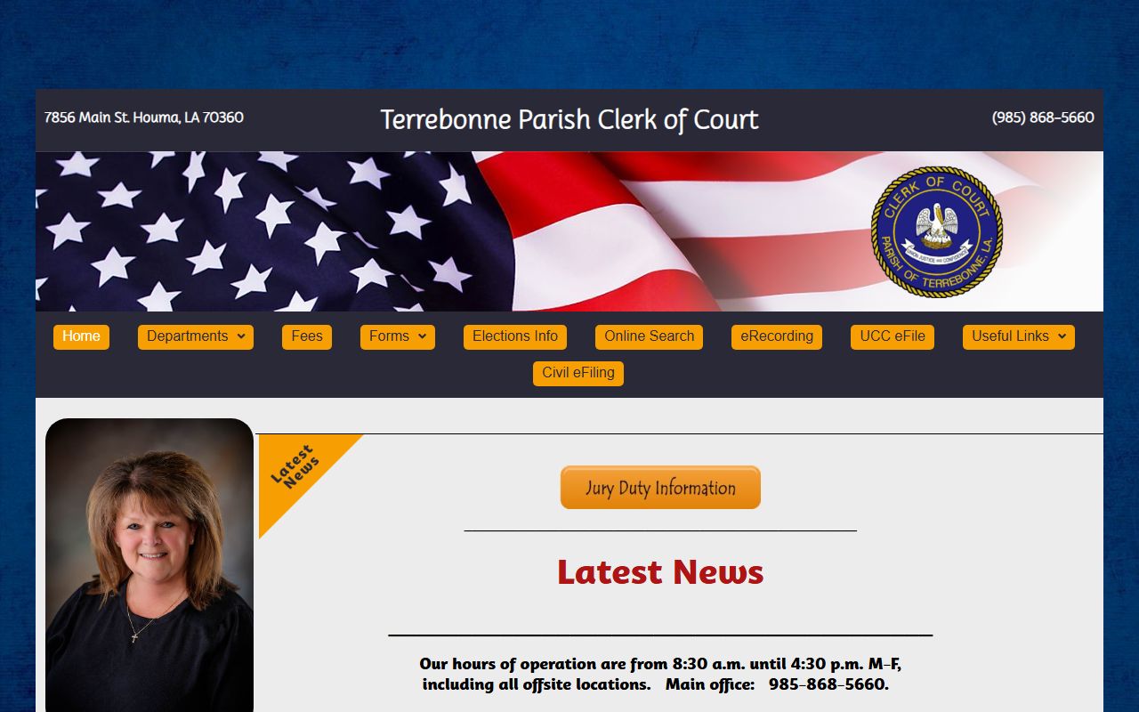 Terrebonne Parish Clerk of Court main website