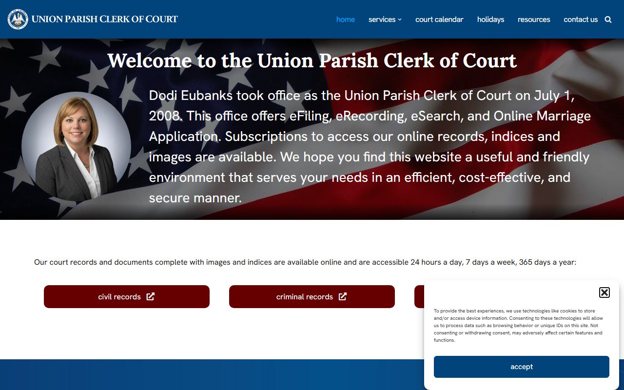 Union Parish Clerk of Court main website