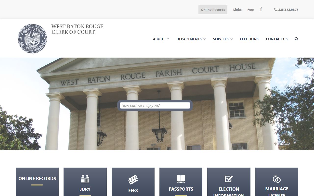 West Baton Rouge Parish Clerk of Court main website