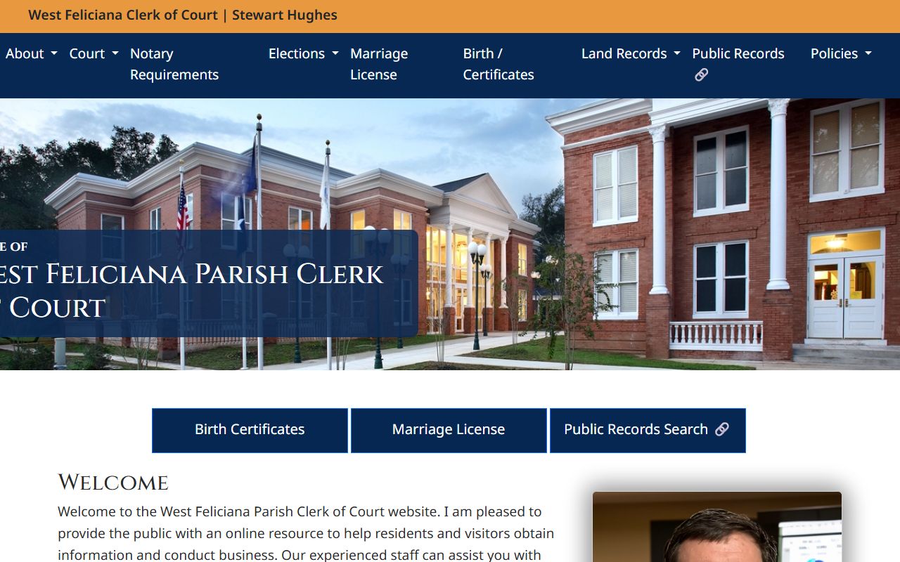 West Feliciana Parish Clerk of Court website main page
