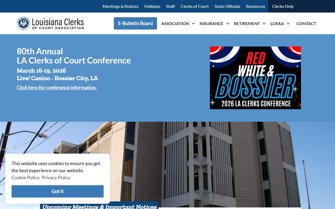 Louisiana Clerks of Court Association website listing all parish clerk offices